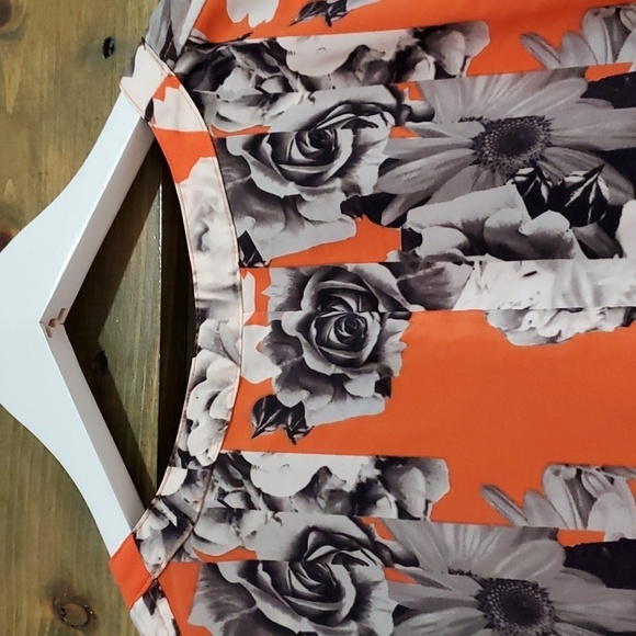 YOANA BARASCHI FLORAL DRESS ORANGE BLACK WHITE SIZE MEDIUM - Picture 6 of 9